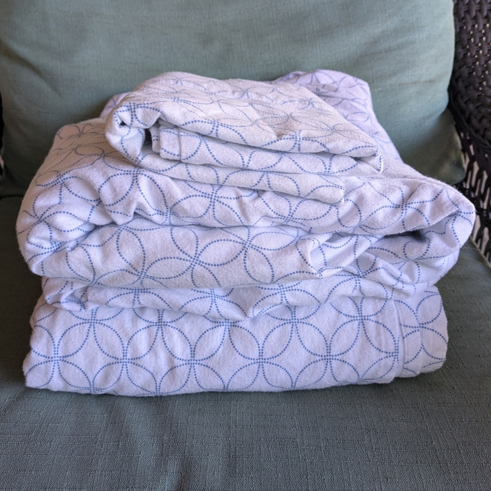 L.L. Bean Patterned Bedding Sheets, Twin, Like New, Cotton, Flannel